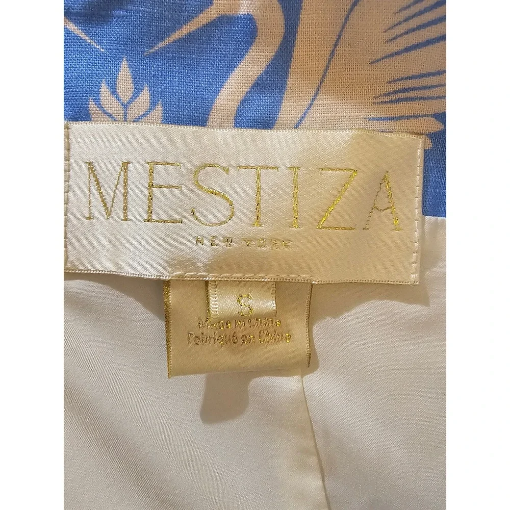 Mestiza New York Womens Blue Floral Crane Print Shift Dress Small - Loose Trim - Picture 6 of 7